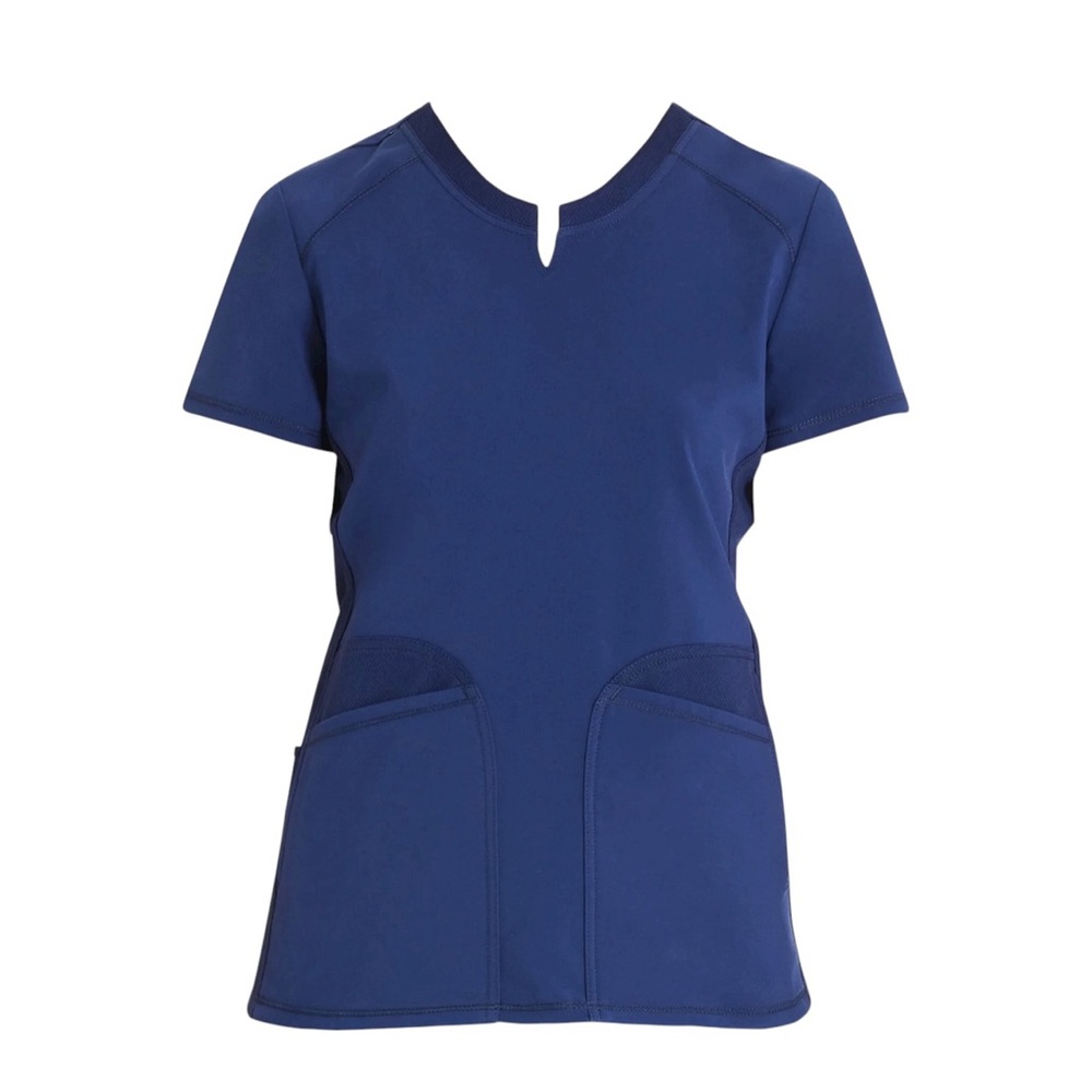 Scrubstar Women's Size XS Performance Notch neck Scrub Top indigo Navy Blue NWT